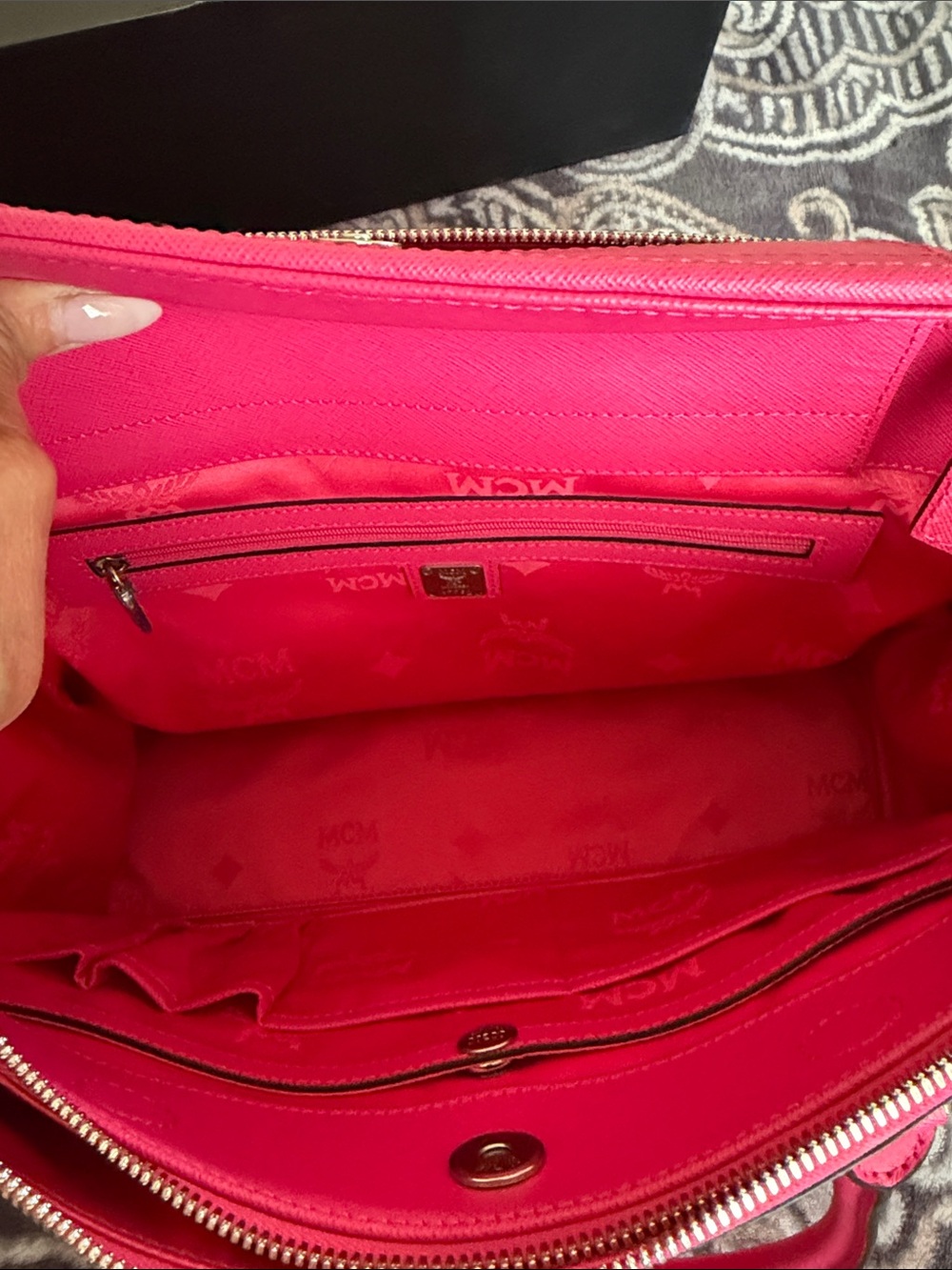 MCM Bright Pink Leather Tote Bag
